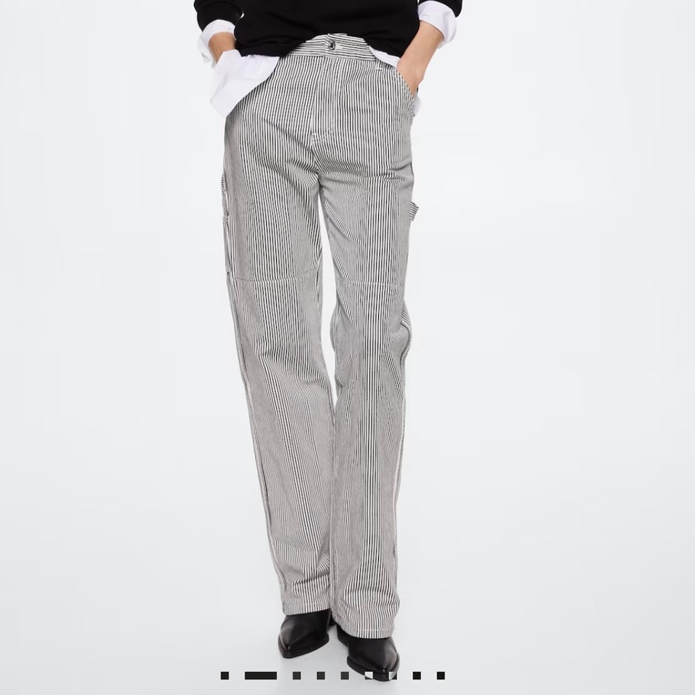 Mango Striped  Cargo Pants High-Waisted